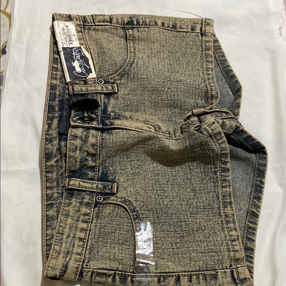 Zara Beige and Black Denim Shorts